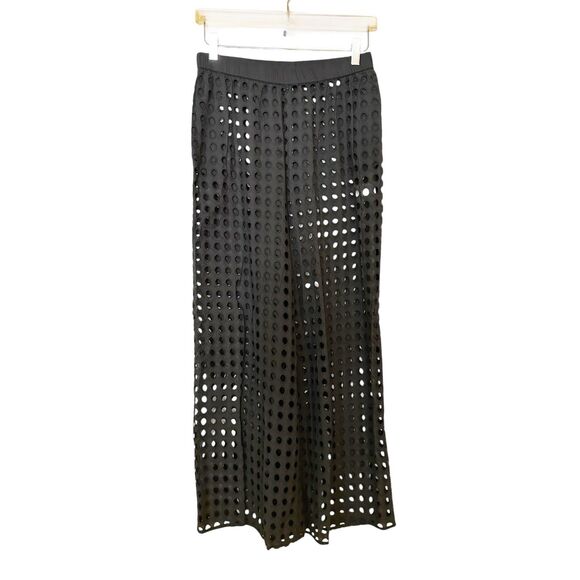 Solid & Striped Delany Eyelet Swim Coverup Pants NWOT Black Sz S - Picture 2 of 6